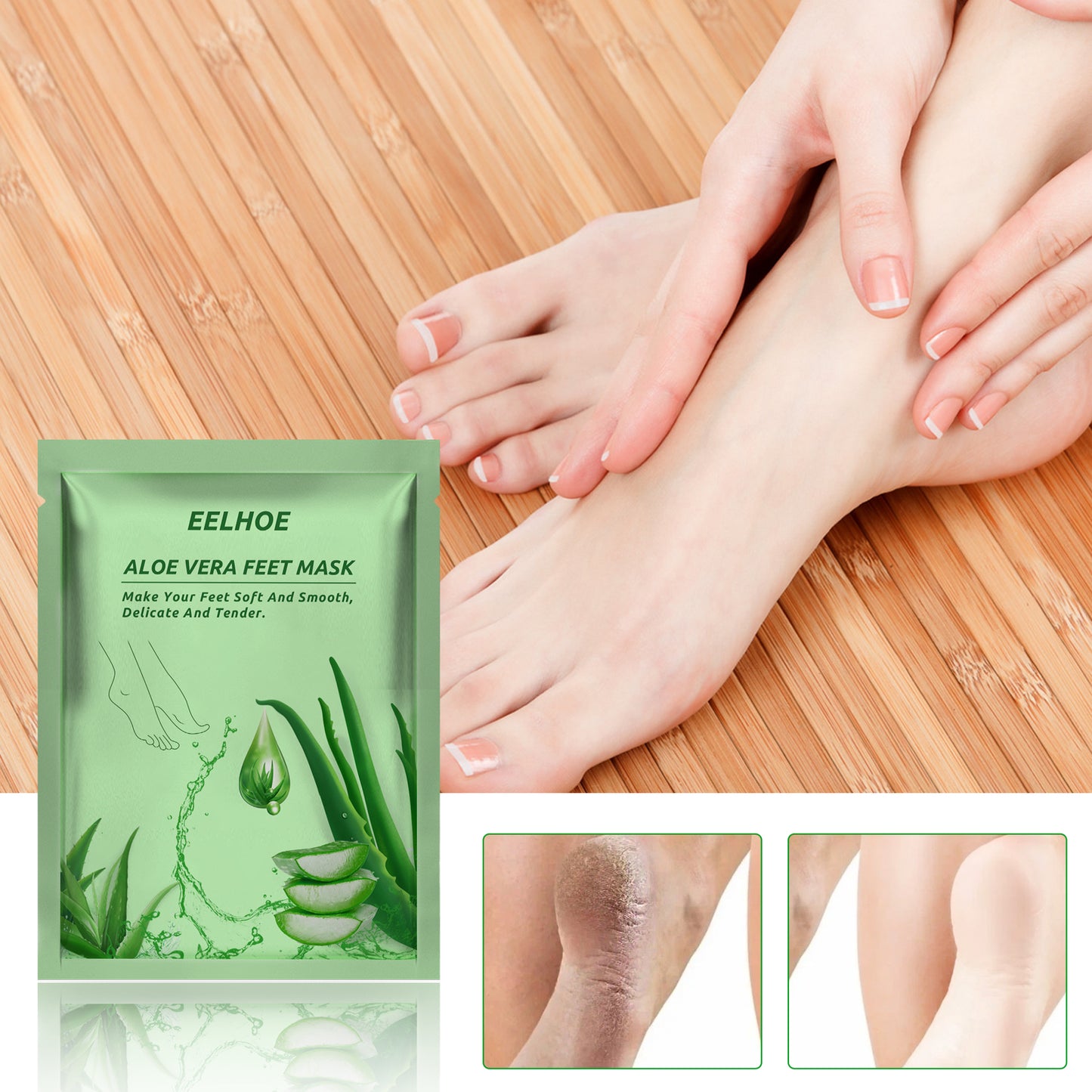 EELHOE Aloe Foot Mask Moisturizing Anti-Chap Exfoliating Skin Care Foot Mask