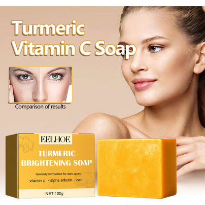 EELHOE Turmeric Cleansing Soap Facial Cleansing Soap for Spot and Acne Fading, Brightening and Softening Skin