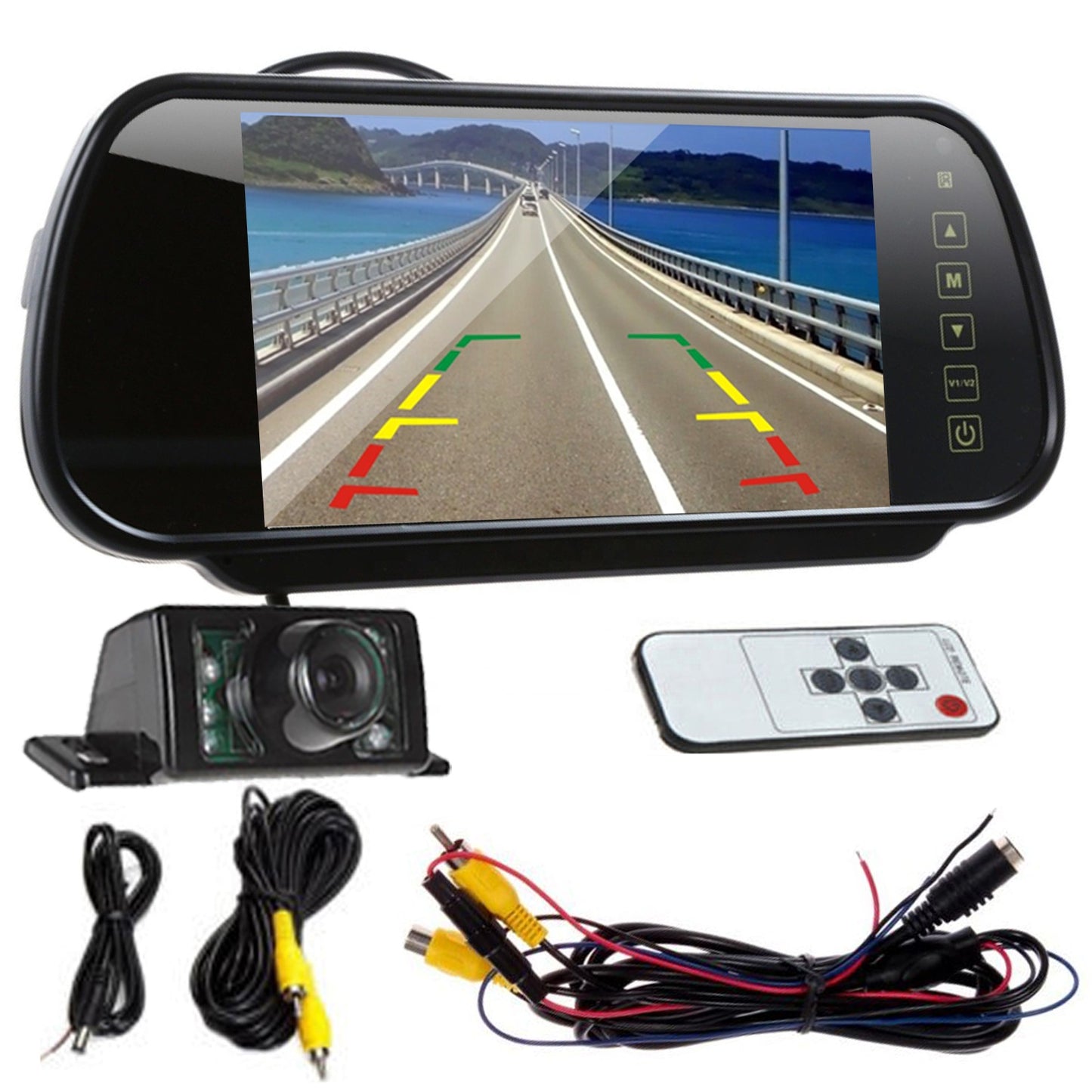 IPoster 7" Car Reverse Mirror Monitor + 7 Infrared LED Night Vision Car Backup Camera Kit