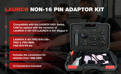 LAUNCH Non-16 Pin Adapter Kit OE-Standard Connectors for 1996-2002 Old Cars Work With LAUNCH X431 Series