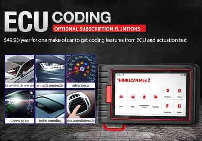 ThinkScan Max2 Bi-directional Control OBD2 Scanner Diagnostic Tools With 28 Resets Free Update
