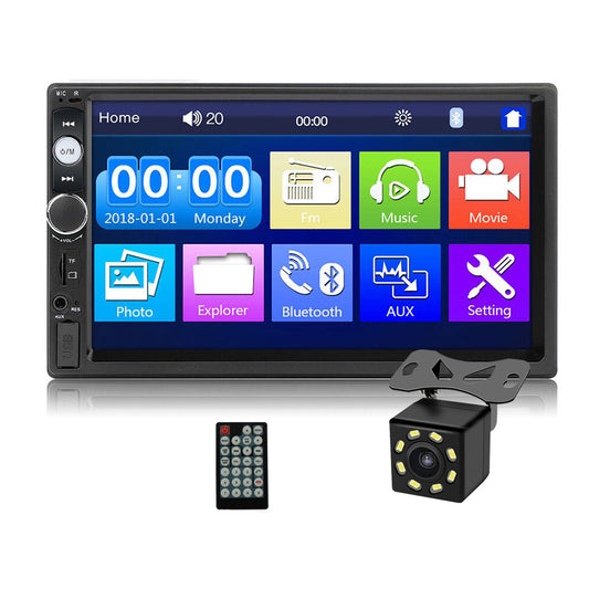 Autoestereo 2 Din Car Radio Para Carro 7'' Touch Screen BT FM USB AUX SD Car MP5 Player 7010B + Rear View Camera