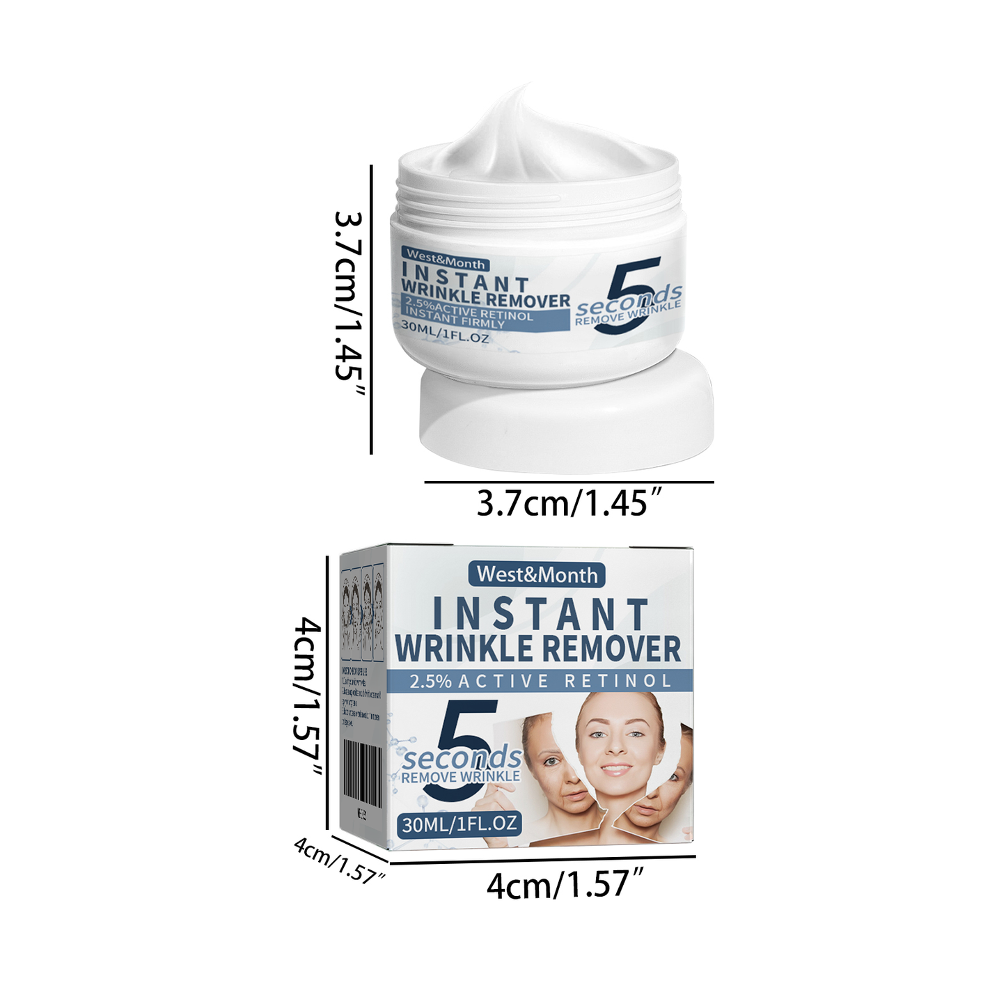 West&Month 5Second Retinol Face Cream Lighten Eye Fine Lines Hydrating Moisturizing Cream Soften Skin