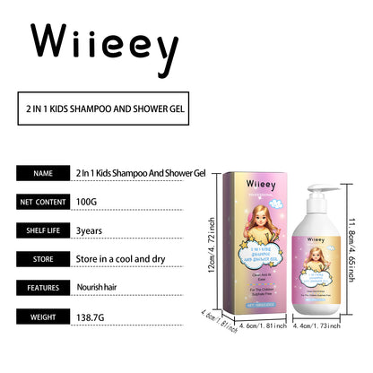 Wiieey 2-in-1 Shampoo and Body Wash Repair Dry Ends and Scalp Massage Gentle Cleansing Smooth Hair Care