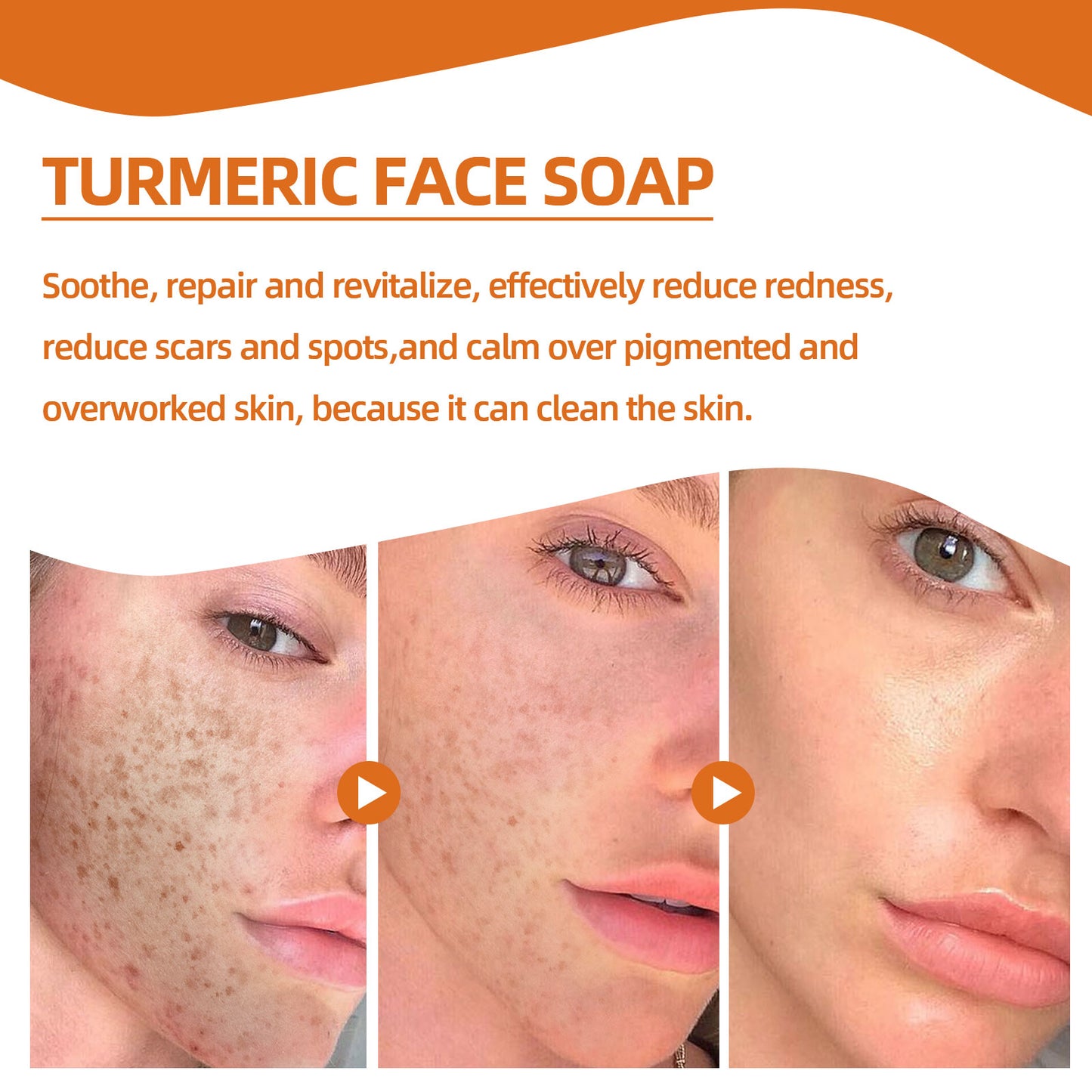 West&Month Turmeric Face Soap Facial Repair Gentle Cleansing Fade Spots Smooth Fine Lines Facial Soap