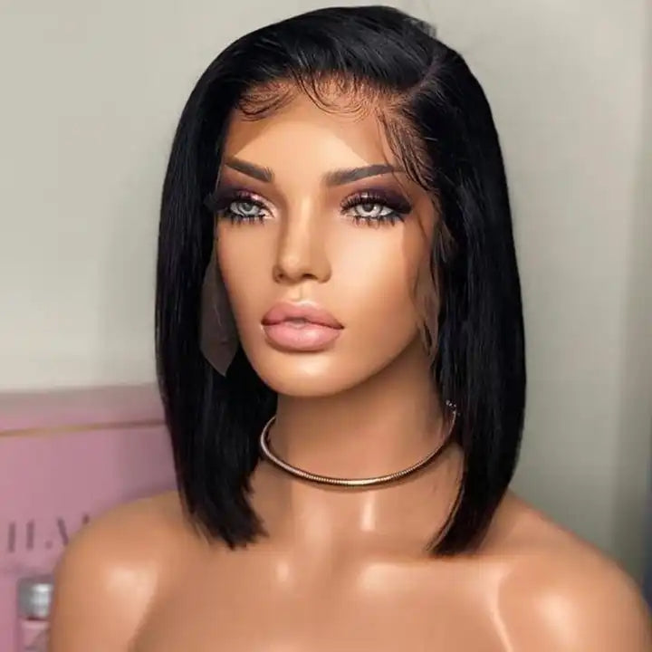 HOT SELL 13x4 LACE WIG  Human Hair Lace Front Bob Wigs Short Straight Style Transparent Swiss Lace Raw Brazilian for Black Women