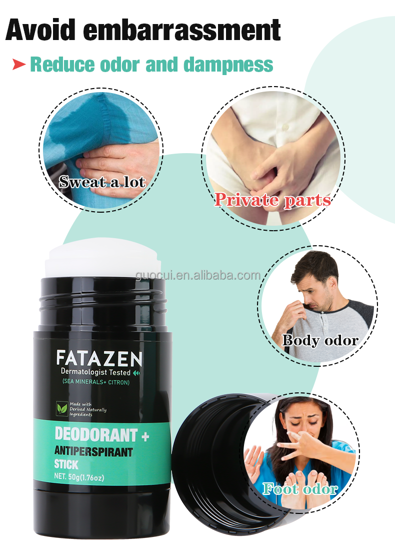 FATAZEN 100% Natural Body Care Body Balm Stick Antiperspirant Stick With Ocean Scent and Citron 2-in-1 Deodorant Stick