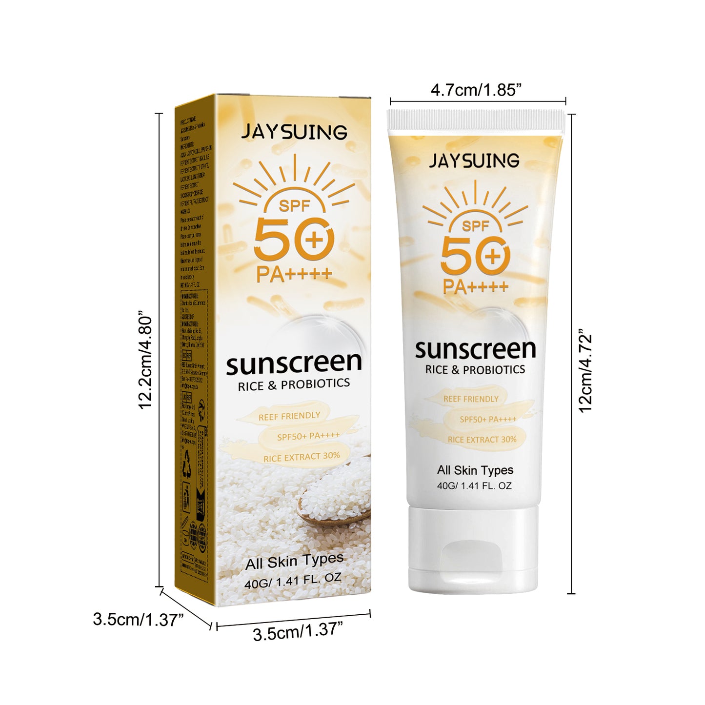 Jaysuing Probiotic Rice Organic Protective Cream Non-greasy Outdoor UV Protection Cream for Face Body