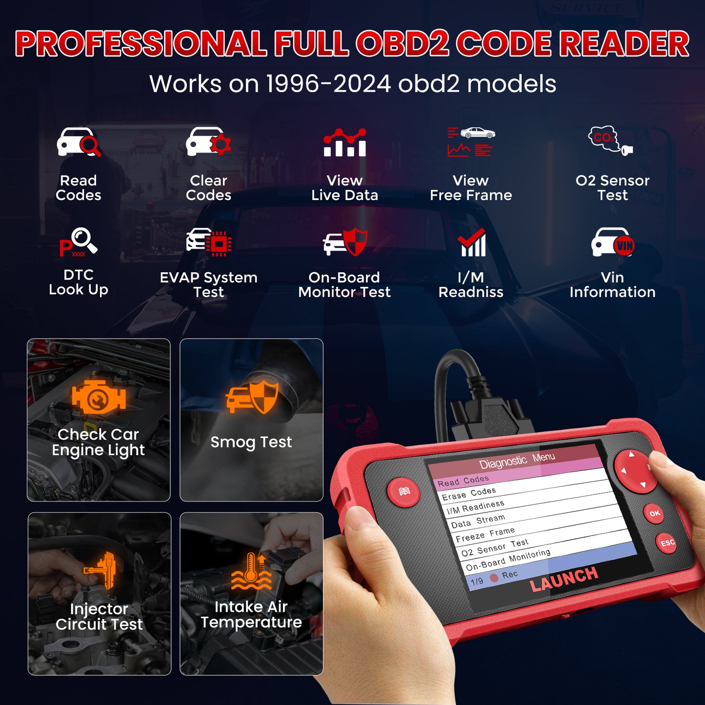 CRP123 V2.0 Four System Car Diagnostic Tool Engine Analyzer OBD2 Scanner Auto VIN Code Reader Lifetime Free Update