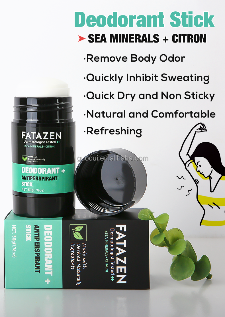 FATAZEN 100% Natural Body Care Body Balm Stick Antiperspirant Stick With Ocean Scent and Citron 2-in-1 Deodorant Stick