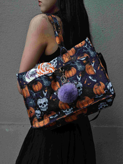 New Halloween Gift Canvas Tote Bag Candy Bag Ghost Festival Pumpkin Jewelry Props Gift Handbag Bag