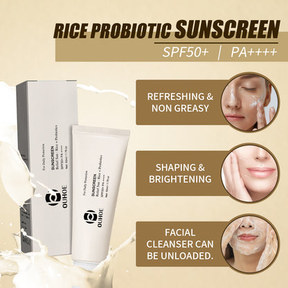 OUHOE Rice Probiotic Protective Cream Refreshing Anti UV Moisturizing Facial Protective Cream