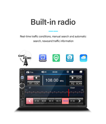 7inch 2 DIN Car Audio Touch Screen Media Stereo Built-in BT Mirror Link and Android Phone With Camera Car Stereo