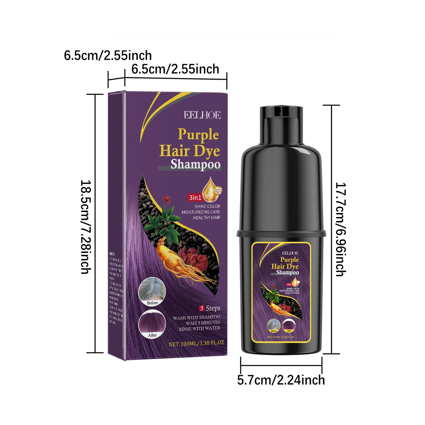 EELHOE Black Hair Beauty Shampoo Series Gentle Non-Irritating Moisturizing Scalp Easy Color Changing Hair Shampoo