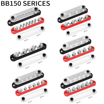 Bus Bar Terminal 150A Connector Busbar 4X 5/16" Post(M8) 6X #8 Screw Waterproof Terminal Block With Cover