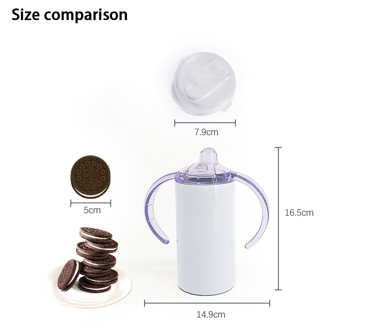 Hot Sale US Free Shipping 12oz Kids Double Wall Stainless Steel Blanks Tumbler With Handle 2 Lids Sippy Cup Sublimation Tumblers