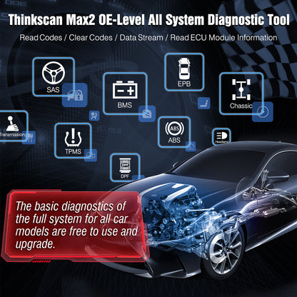 ThinkScan Max 2 Diagnostic Tools OBD Full System Function CANFD 28 Reset Universal Car Key Programming OBD2 Scanner