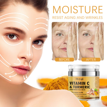 Hoygi Turmeric Collagen Face Cream Anti-Wrinkle Face Cream for Reducing Fine Lines, Brightening Skin, Firming, and Whitening Facial Skin