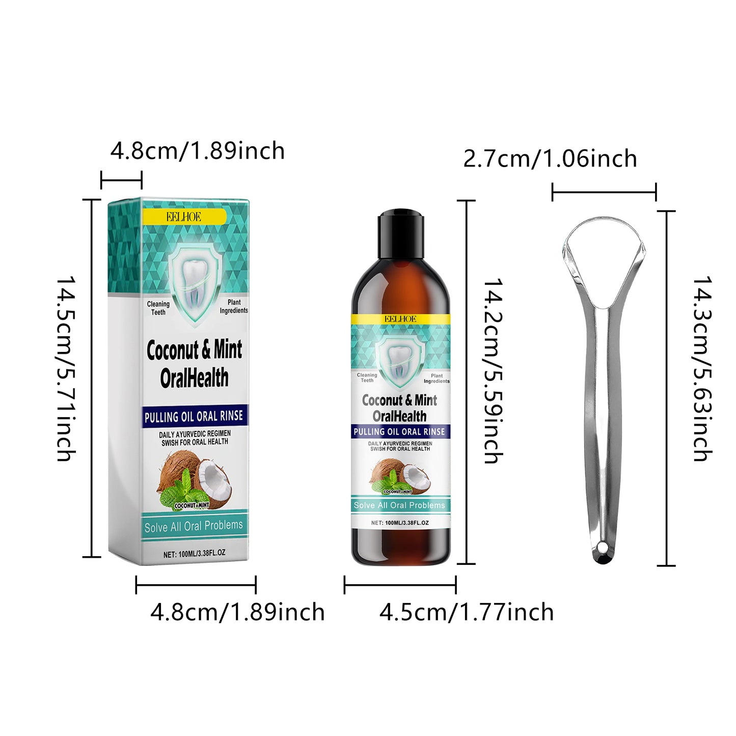 EELHOE Oral Coconut Oil Mouthwash Stain Removal Teeth Whitening Fresh Breath Oral Care Gum Protection