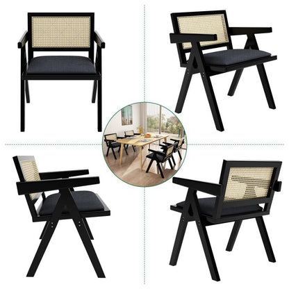 Hot Selling Nordic Style Solid Wood Dining Chairs with Upholstered Rattan Backrest for Hotel & Restaurant Living Room Bedroom