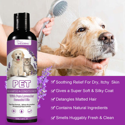 Yegbong Pet Shampoo Pet Bathing Solution for Itchy Skin Relief, Smooth and Tangle-Free Hair Shampoo