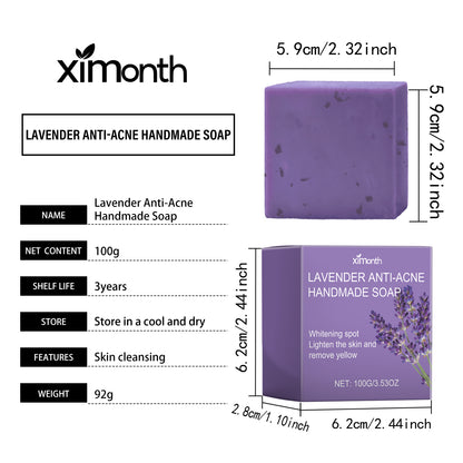 Ximonth Lavender Cleansing Soap Clean Facial Skin Pores Oil Control Acne Moisturizing Cleansing Soap