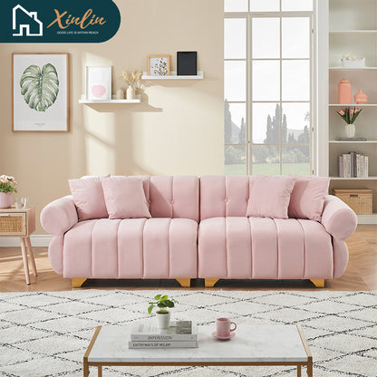 Free Shipping Luxury Modern 3-Seater Flannelette Sofa High Quality Living Room Furniture Leisure Design Spring-Wrapped Cushions