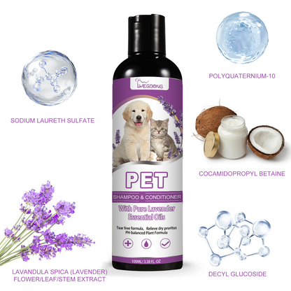 Yegbong Pet Shampoo Pet Bathing Solution for Itchy Skin Relief, Smooth and Tangle-Free Hair Shampoo