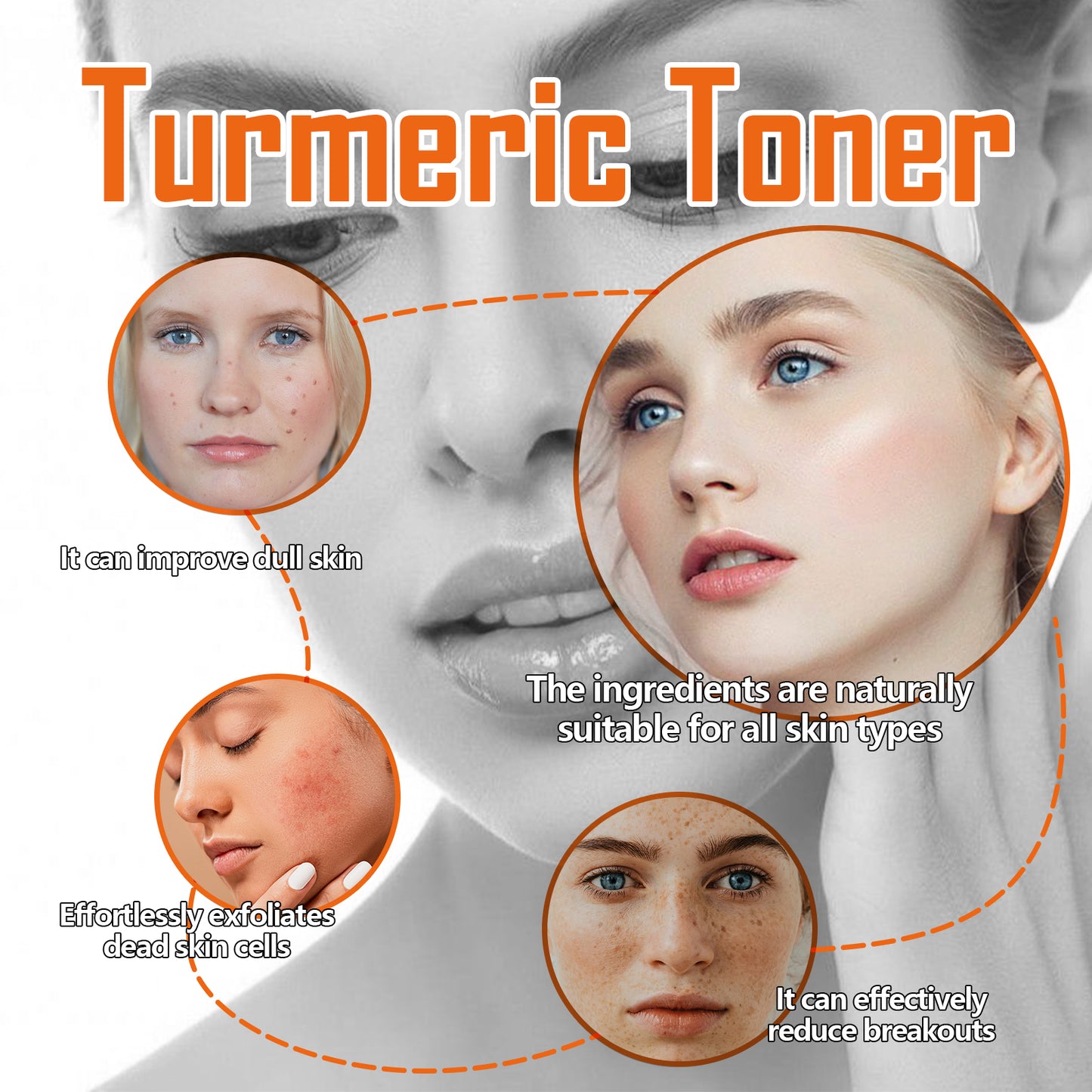 West&Month Blackhead Removal Turmeric Toner Deep Hydrating Firming Moisturizing Facial Skin Toner