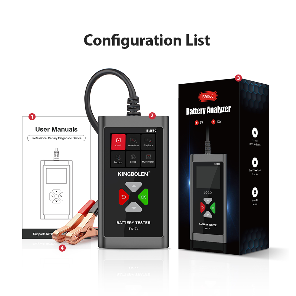 Car Accessories 2025 Kingbolen BM560 Car Battery Tester 6V 12V BM580 Battery Analyzer Cranking Test Charging Test Load Test