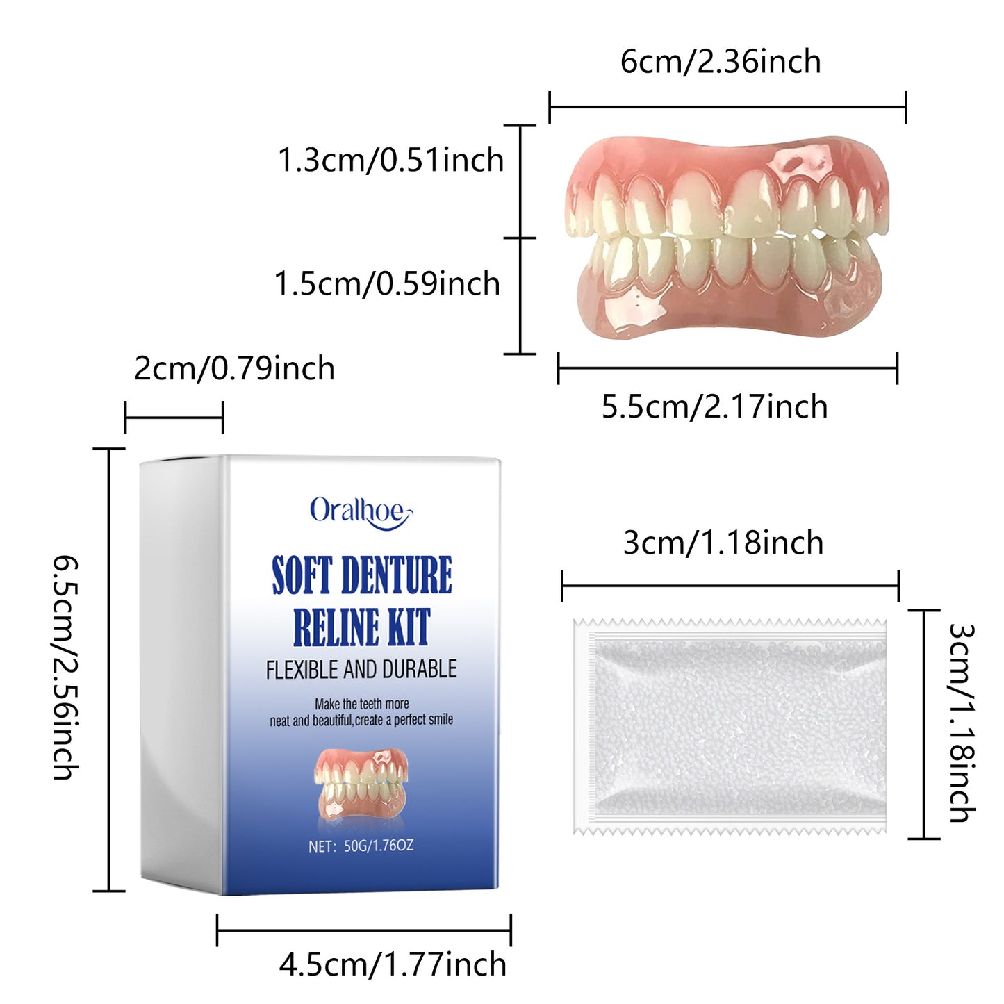 Oralhoe Dental Veneers Denture Covers Orthodontic Teeth Gap Filler Braces Dental Correction Denture Kit