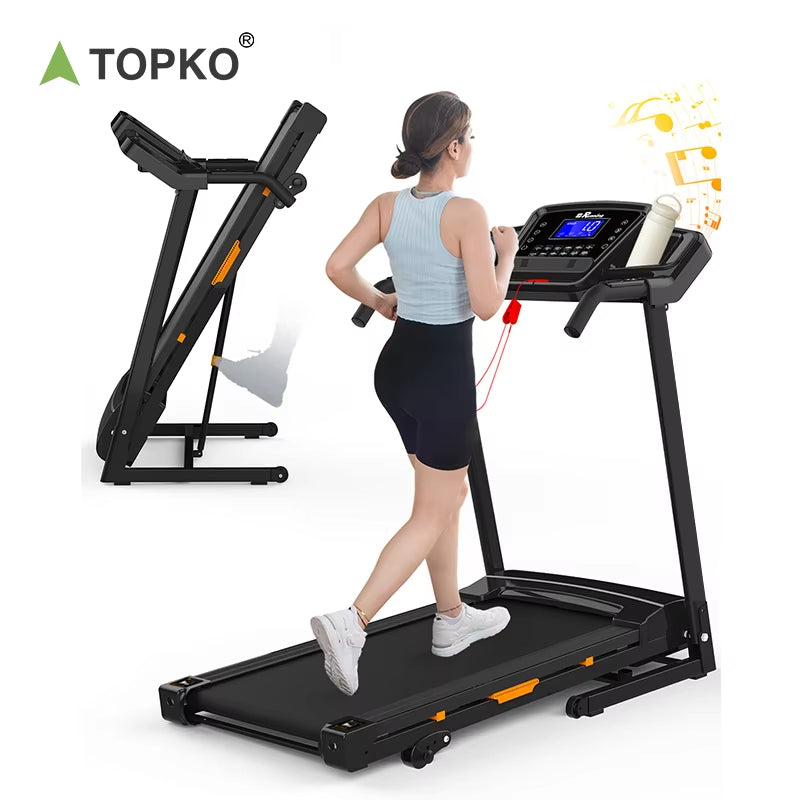 TOPKO in STOCK US WAREHOUSE Jogging Running Exercise Machine with Bluetooth & Pulse Monitor Folding Treadmill