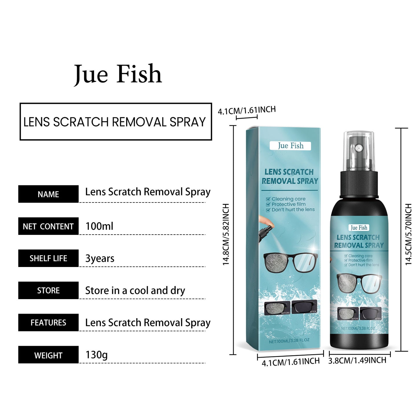 Jue-Fish Lens Scratch Remover Repair Buffing Patterns Scratch Renovation Lens Glass Fuzzy Curing Agent