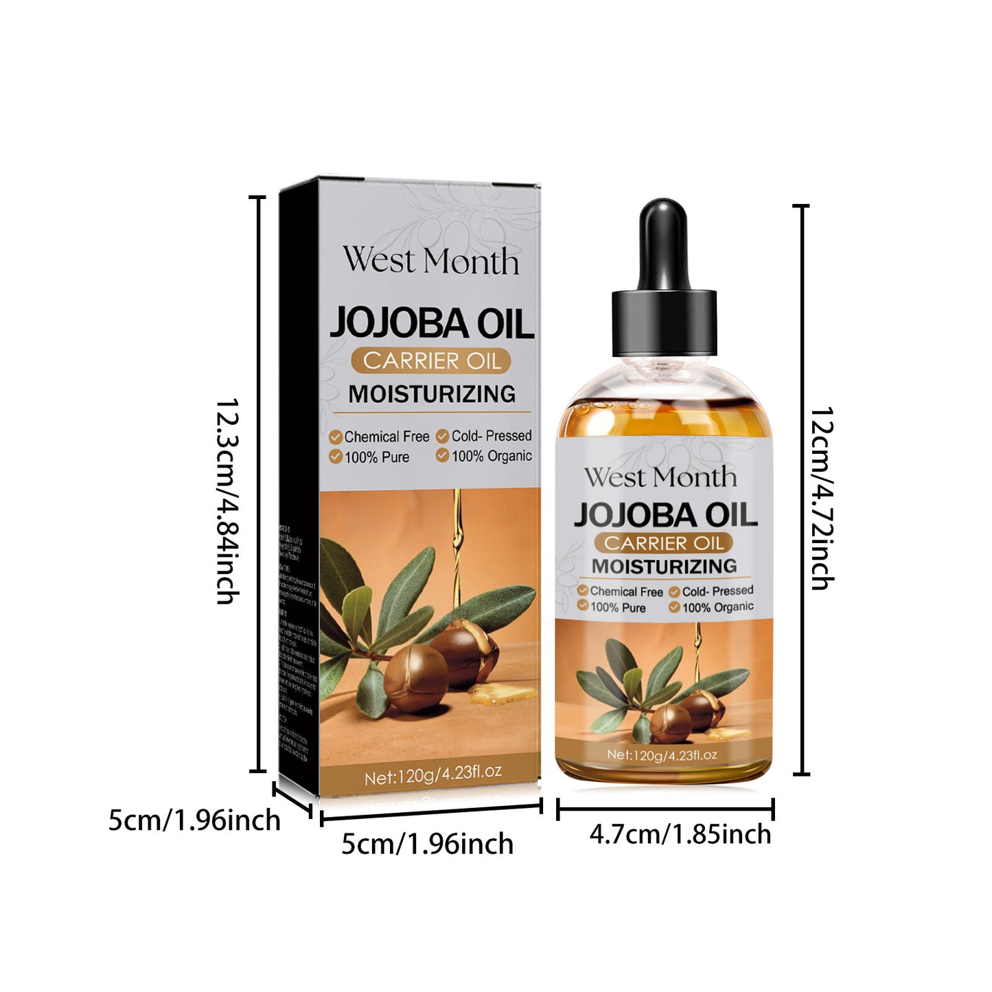 West&Month Jojoba Oil Hair Treatment Gentle Moisturizing Scalp Care for Dry and Frizzy Hair Smoothing Hair Oil