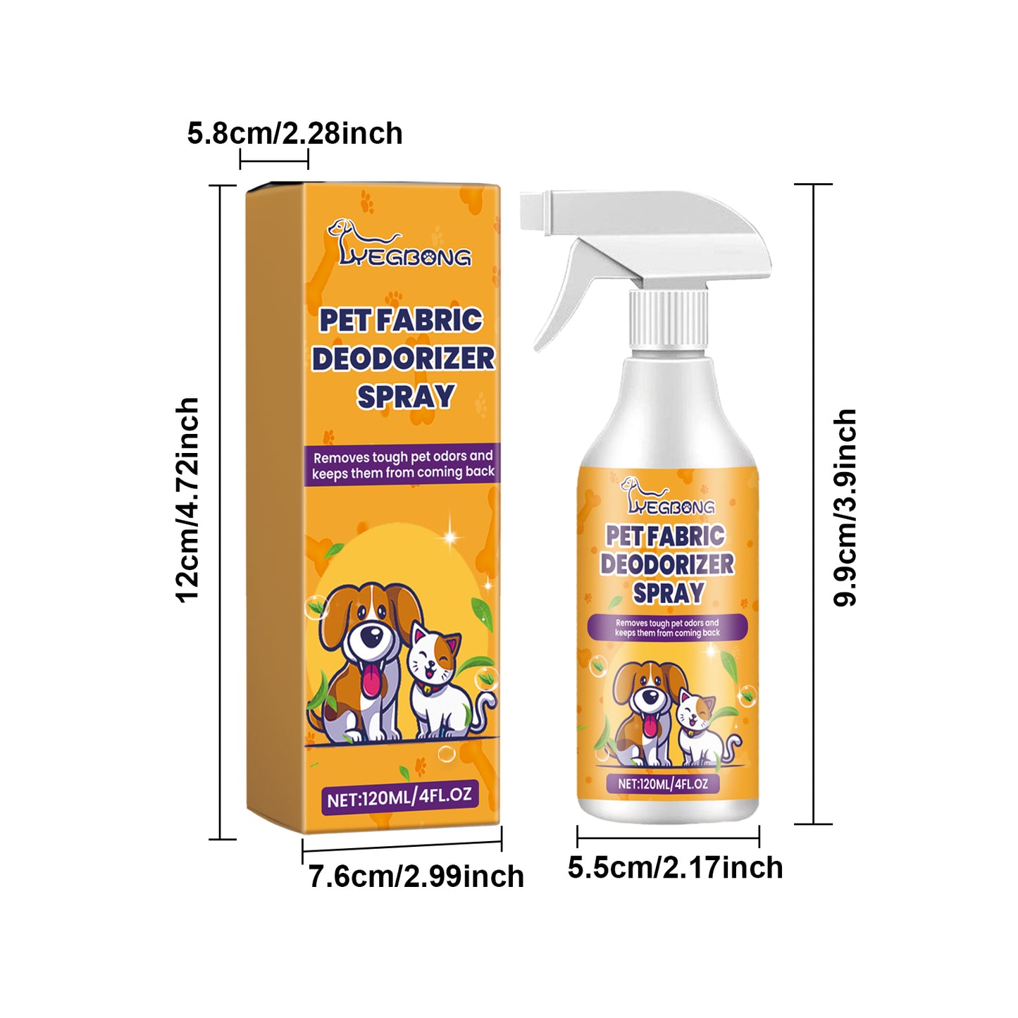 Yegbong Pet Deodorizing Spray Cleaning Pet Odor Indoor Air Freshener Long-lasting Fragrance Deodorant