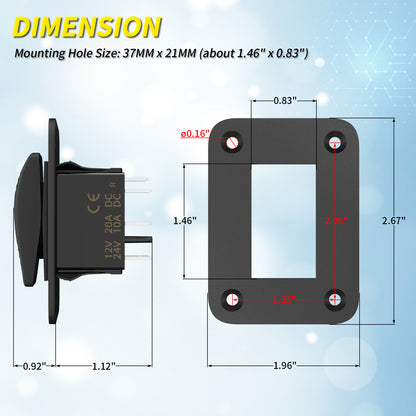 Waterproof  Boat 3 Way  on OFF on SPDT Dual Red LED 4 Pins Automatic Manual Bilge Pump Rocker Switch Panel With Plate