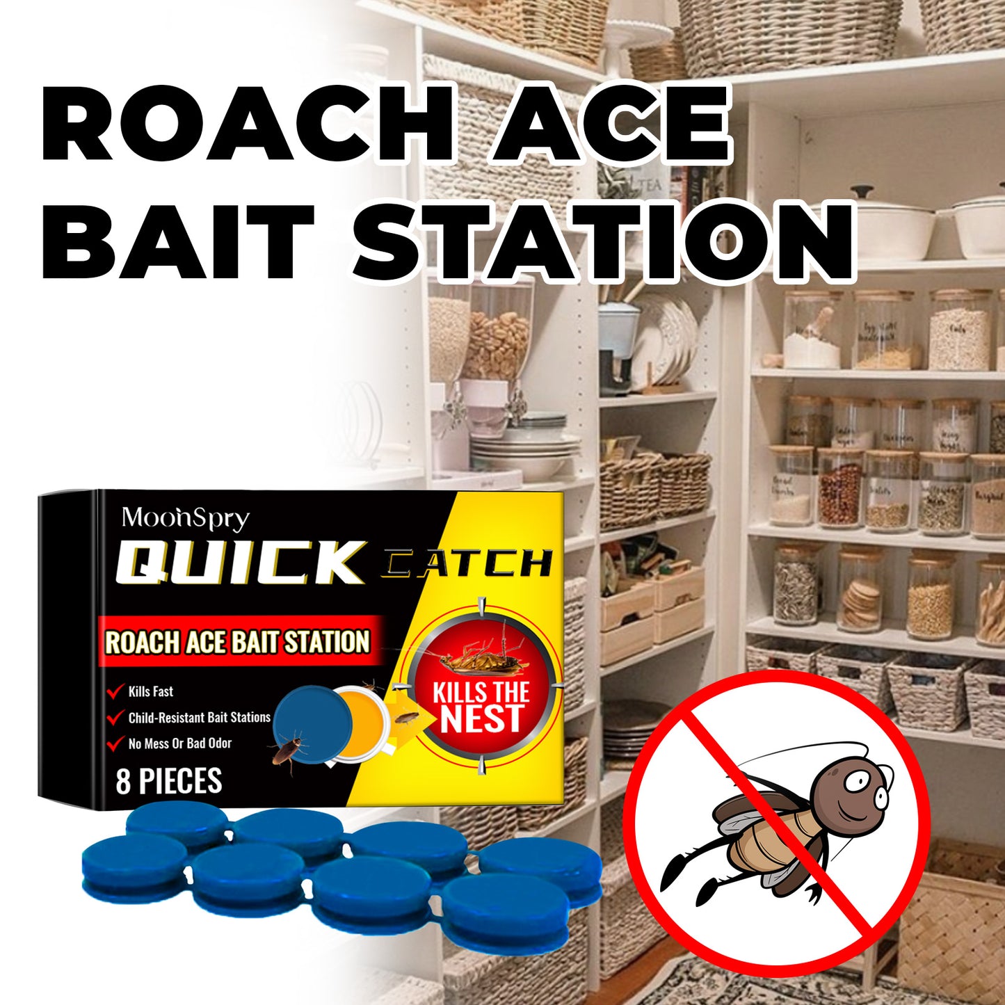 MoonSpry Cockroach Bait Station Insect Repellent Cockroach Bait Kitchen Household Cockroach Killer Complete Nest Cleaner