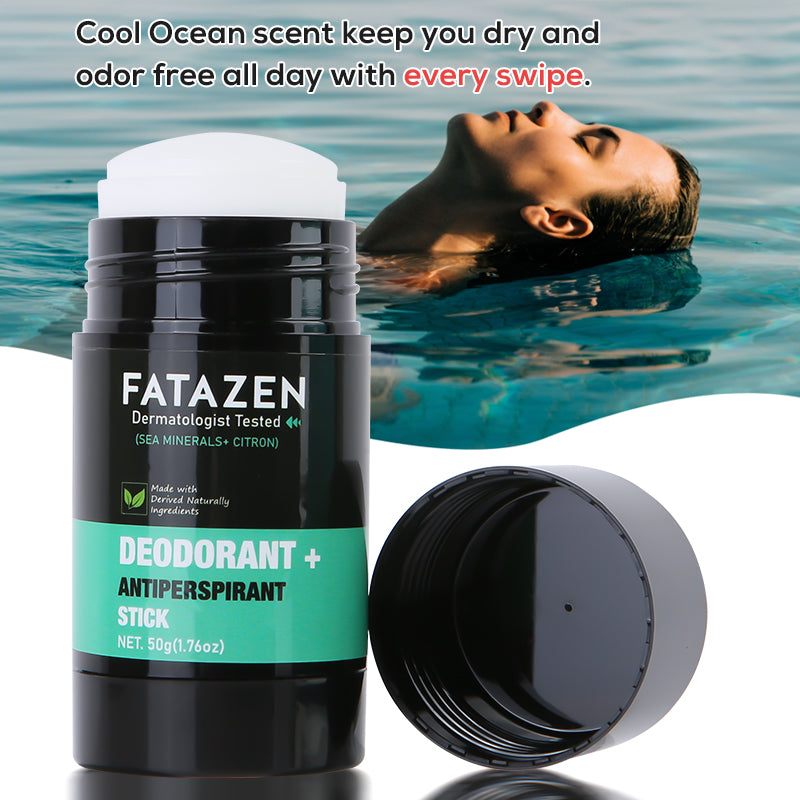 FATAZEN 100% Natural Body Care Body Balm Stick Antiperspirant Stick With Ocean Scent and Citron 2-in-1 Deodorant Stick