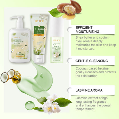 EELHOE Jasmine Body Care Set Gentle Cleansing Moisturizing Body Skin Jasmine Light Fragrance Long-lasting Fragrance