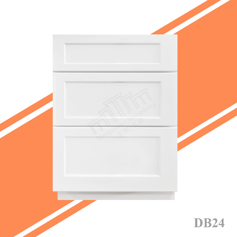 In Stock DB12-DB36 Durable Solid Wood Kitchen Cabinets White Kitchen Base Cabinets With Wooden Drawers RTA 3 Drawer Base Cabinet