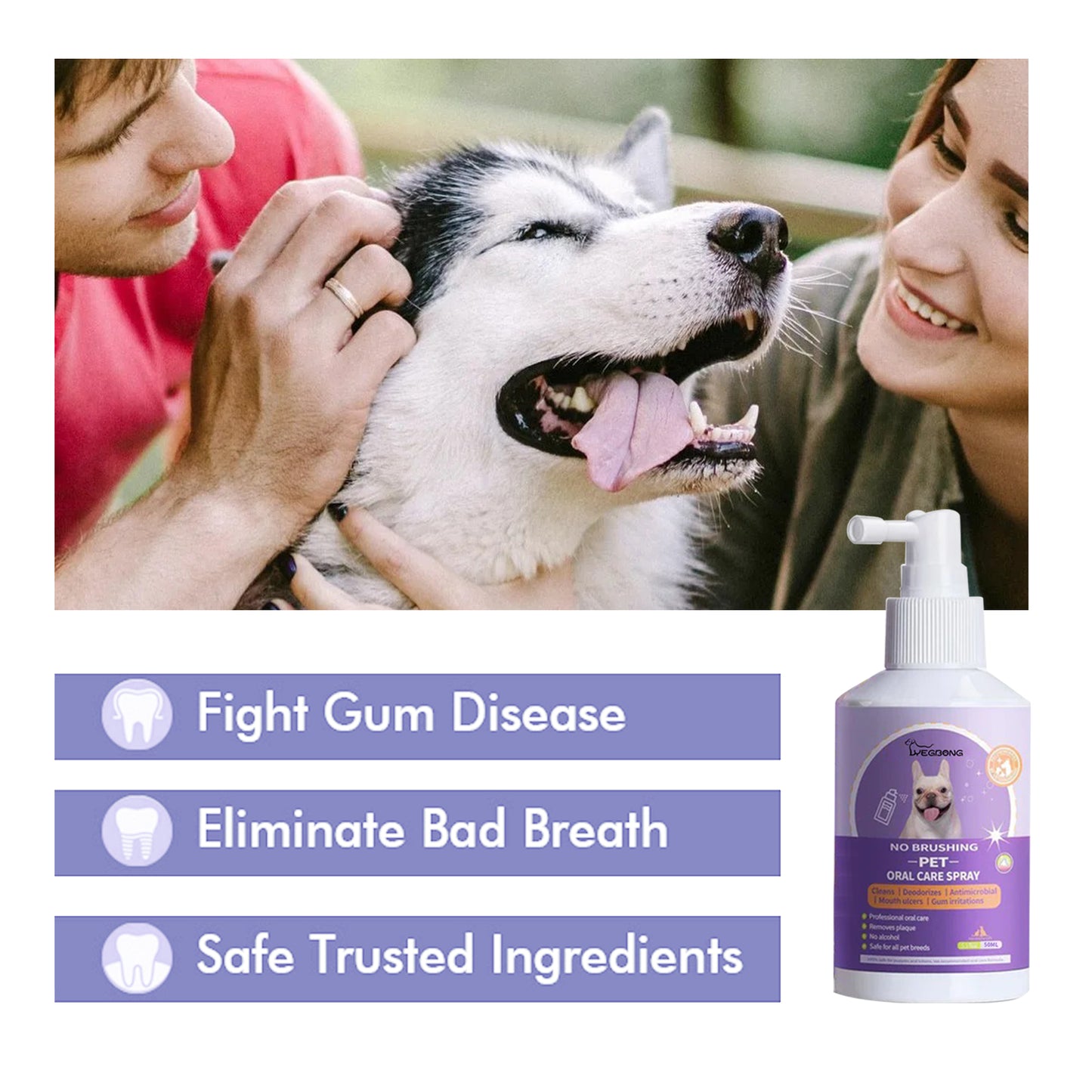 Yegbong Dog and Cat Teeth Cleaning Spray Pet Oral Fresh Breath Deodorizing Cleaning Spray