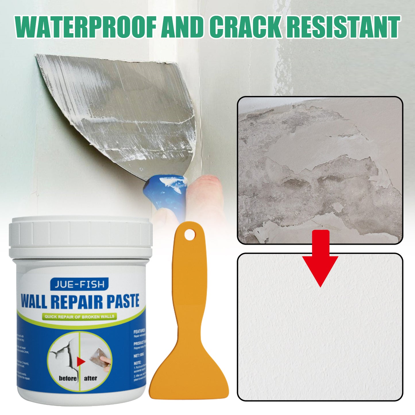 Jue-Fish Wall Repair Paste Stain Covering Repair Agent Wall Paint Peeling Moisture-Proof Wall Paint Crack Repair Paste