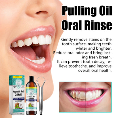 EELHOE Oral Coconut Oil Mouthwash Stain Removal Teeth Whitening Fresh Breath Oral Care Gum Protection