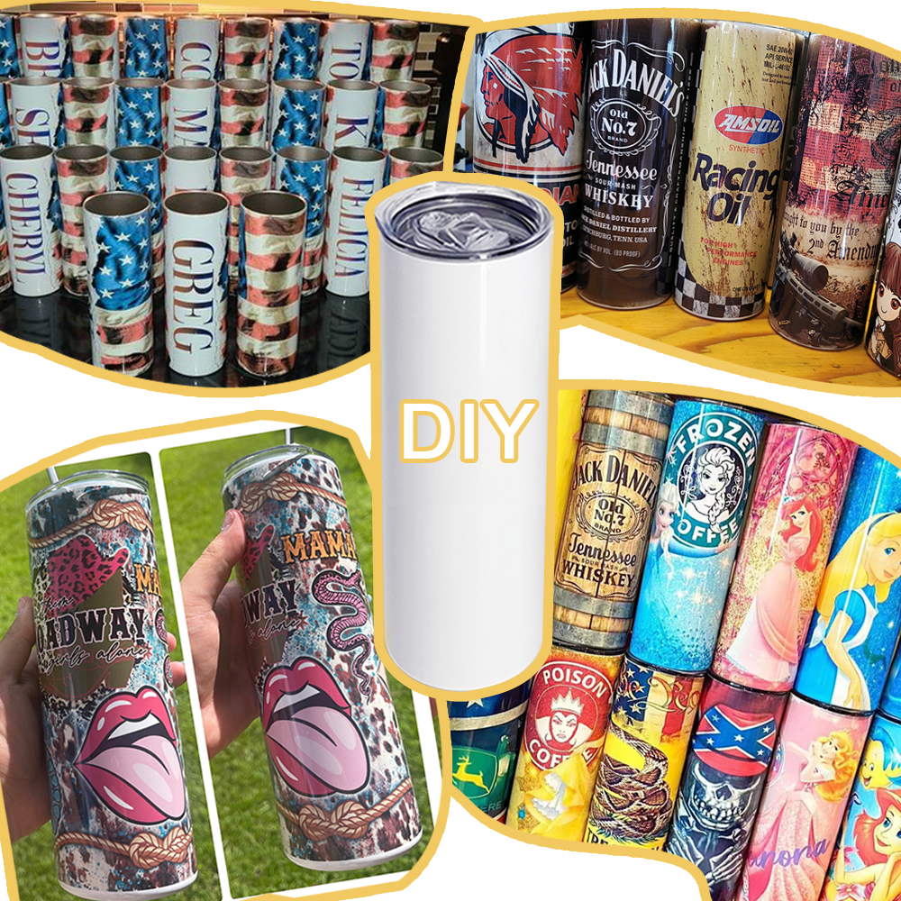 USA Warehouse 20oz 30oz White Sublimation Blanks Stainless Steel Skinny Straight Sublimation Tumblers With Straw Wholesale Bulk