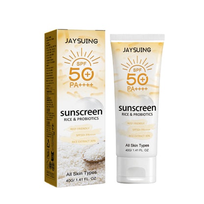 Jaysuing Probiotic Rice Organic Protective Cream Non-greasy Outdoor UV Protection Cream for Face Body