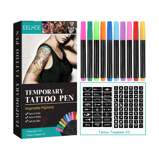 EELHOE Temporary Tattoo Pen Set Face Arm Body Multi-Color Painting diy Makeup Graffiti Decoration Tattoo Pen