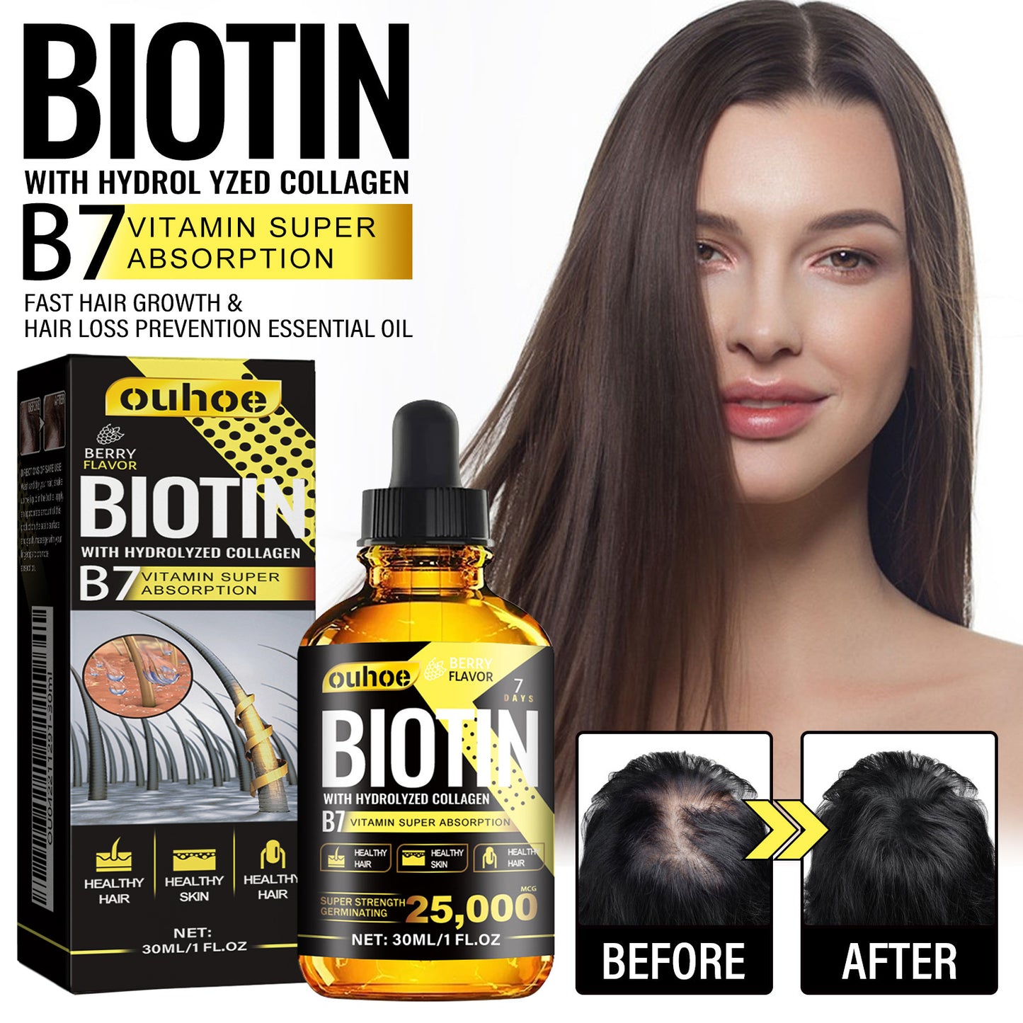 OUHOE Collagen B7Vitamin Hair Care Essential Oil Nourishing Hair Gentle Hair Care Soft Hair