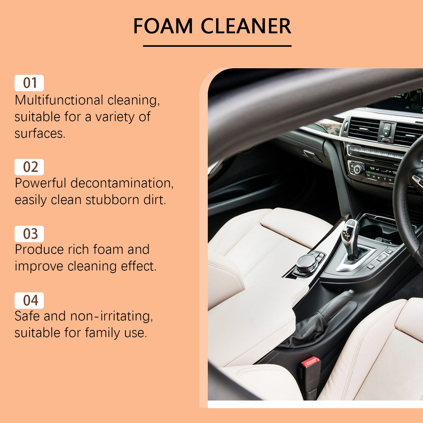 Rayhong Car Multi-Purpose Foam Cleaner Car Interior Steering Wheel Plastic Fabric Seat Stain Cleaner