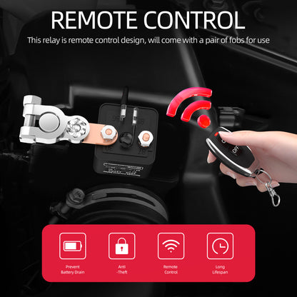 Remote Battery Disconnect Switch 12V 200A Kill Switch Anti Theft Battery Switch With Wireless Remote Control Relay Fobs for Car