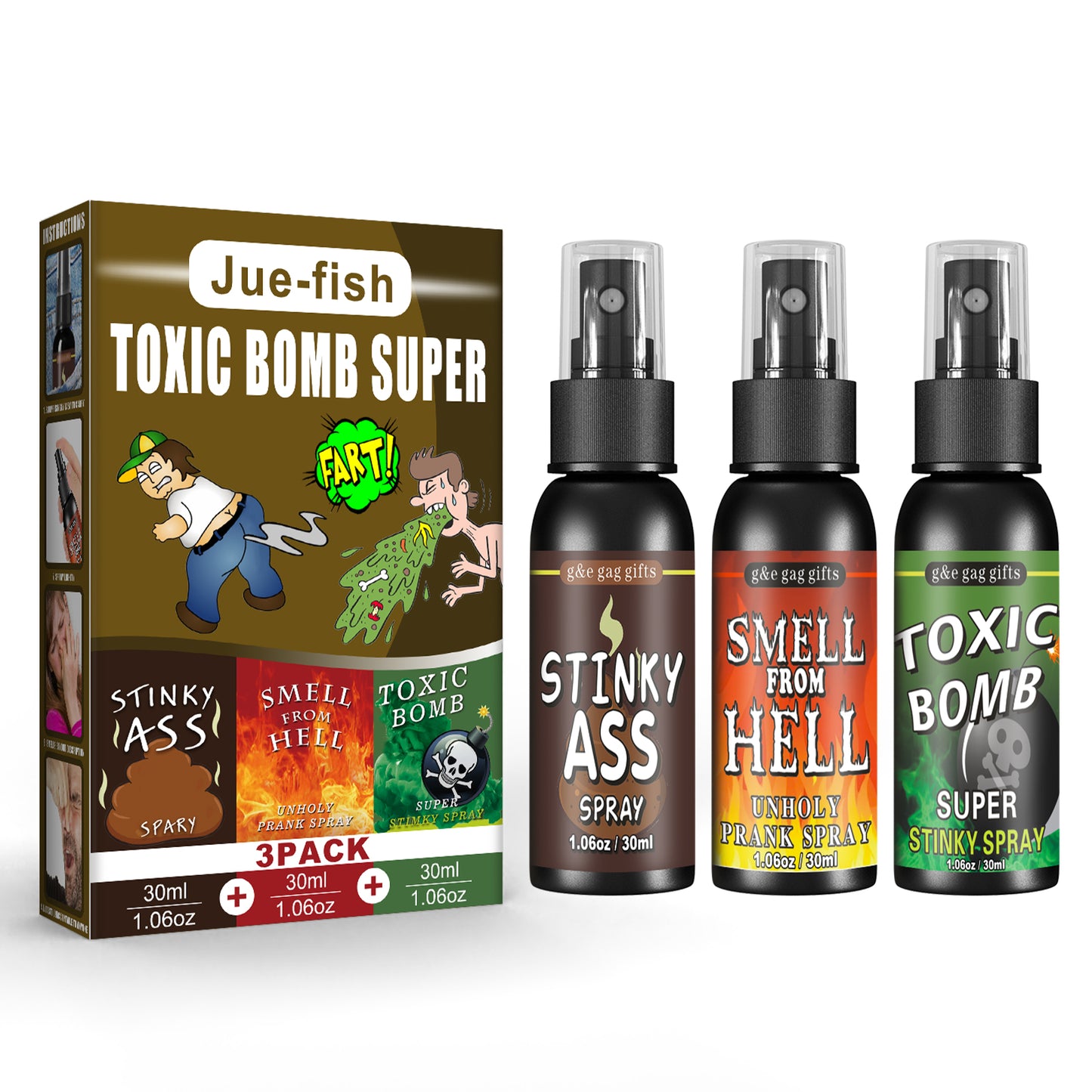 Jue-Fish Stink Spray April Fool's Day Prank Liquid Toy Prank Stinky Smell Entertainment Poop Hell Bomb Smell